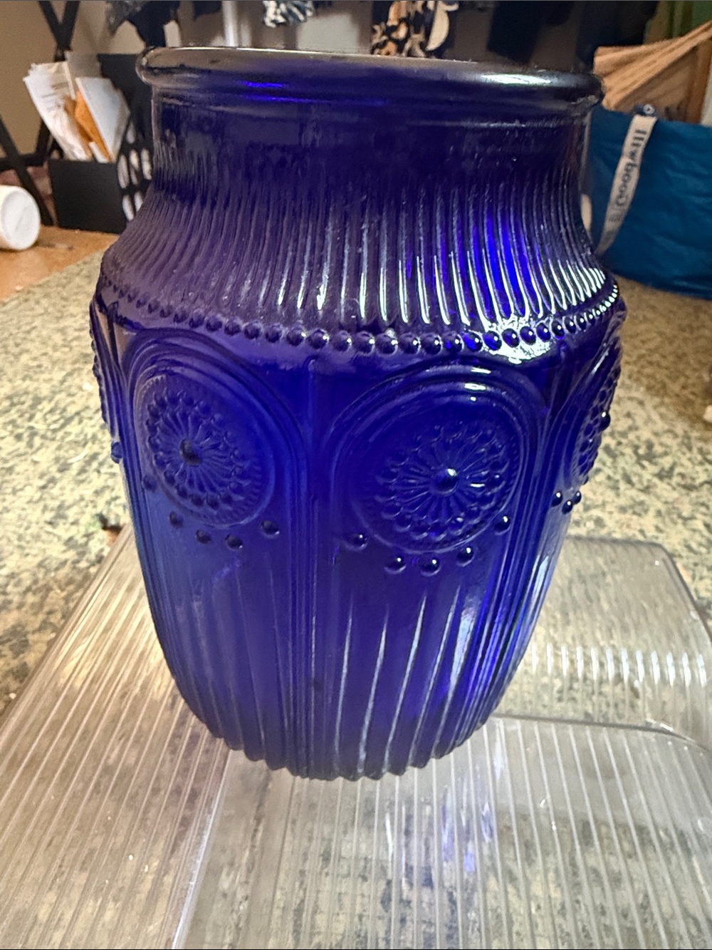 Pioneer women Cobalt Blue Decorative Glass Vase - Home Accents